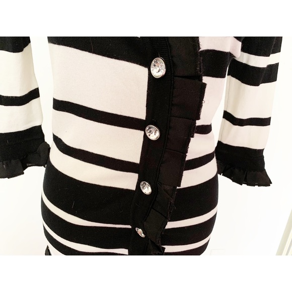 Twelve by Twelve Black off White Striped Cardigan Size XS - Picture 4 of 10